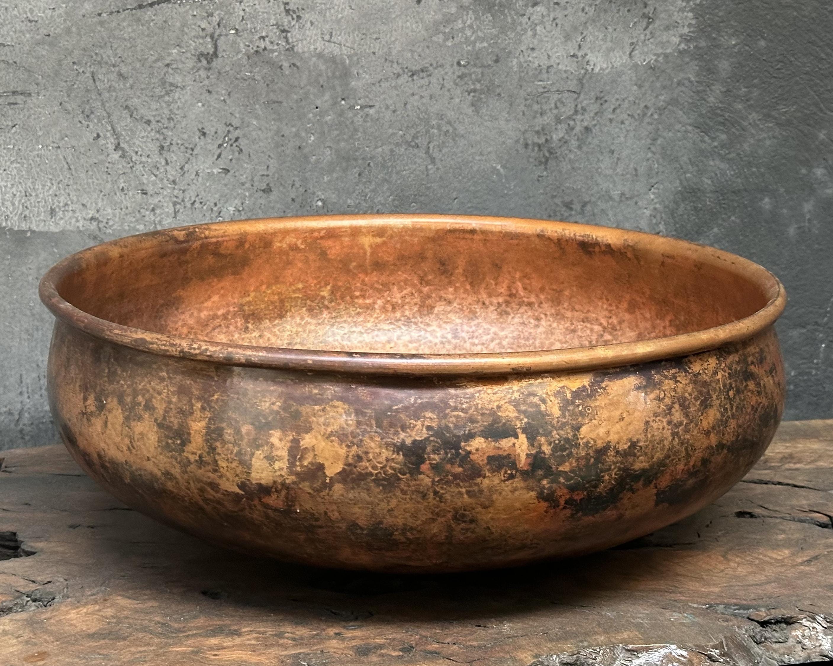 Copper Vessel Sink, Dark Brown Copper Washbasin