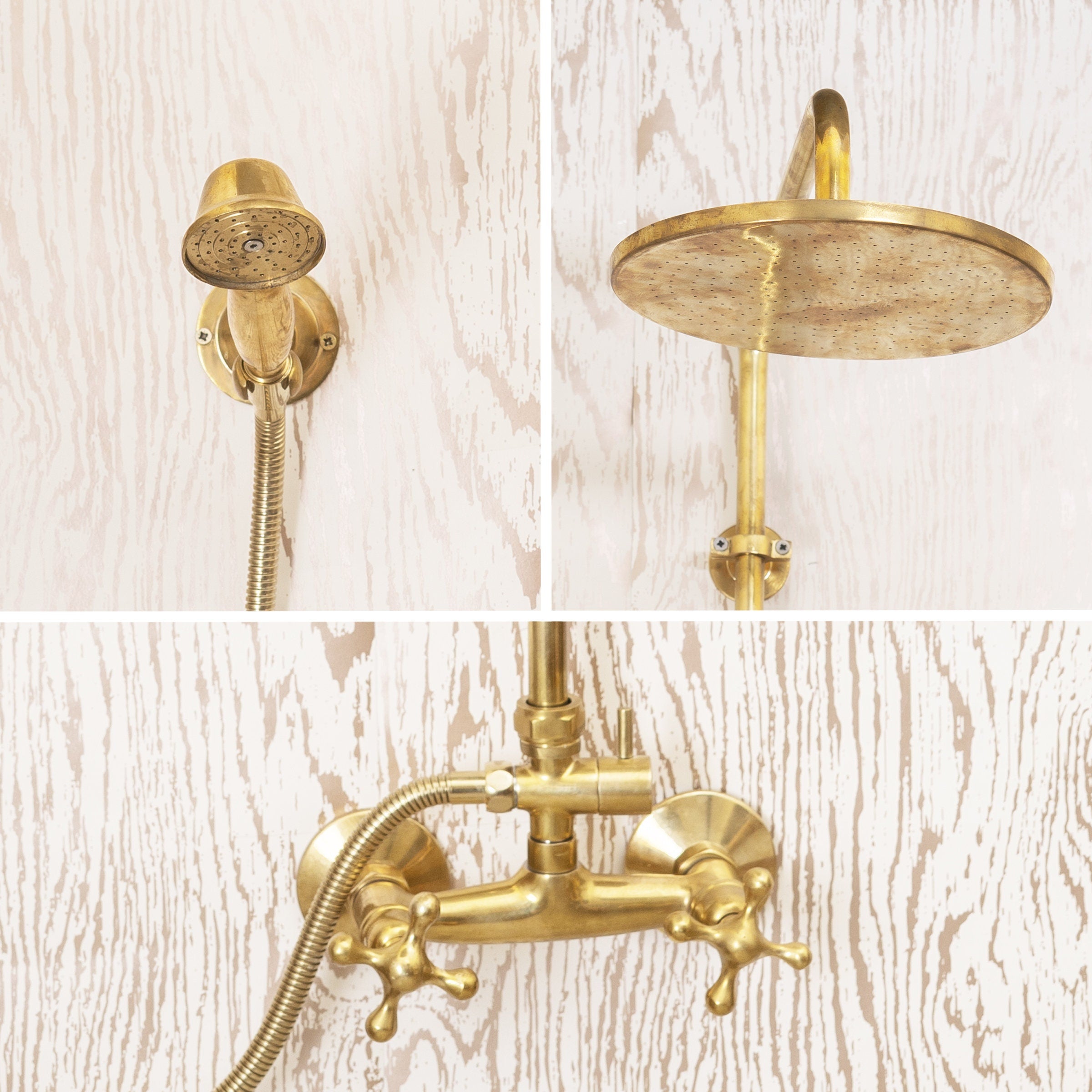 Unlacquered Brass Bathroom Shower System