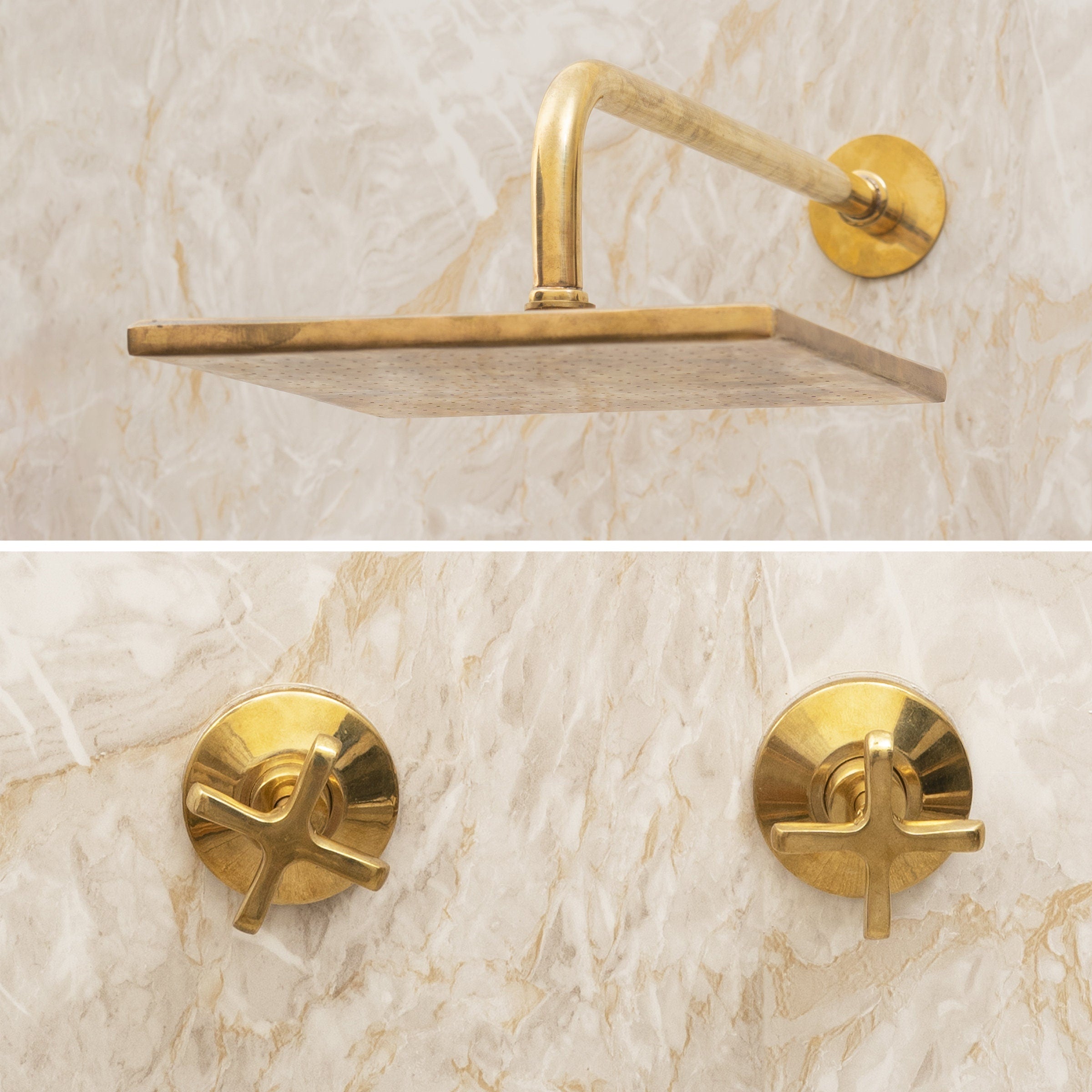 Unlacquered Brass Bathroom Shower System