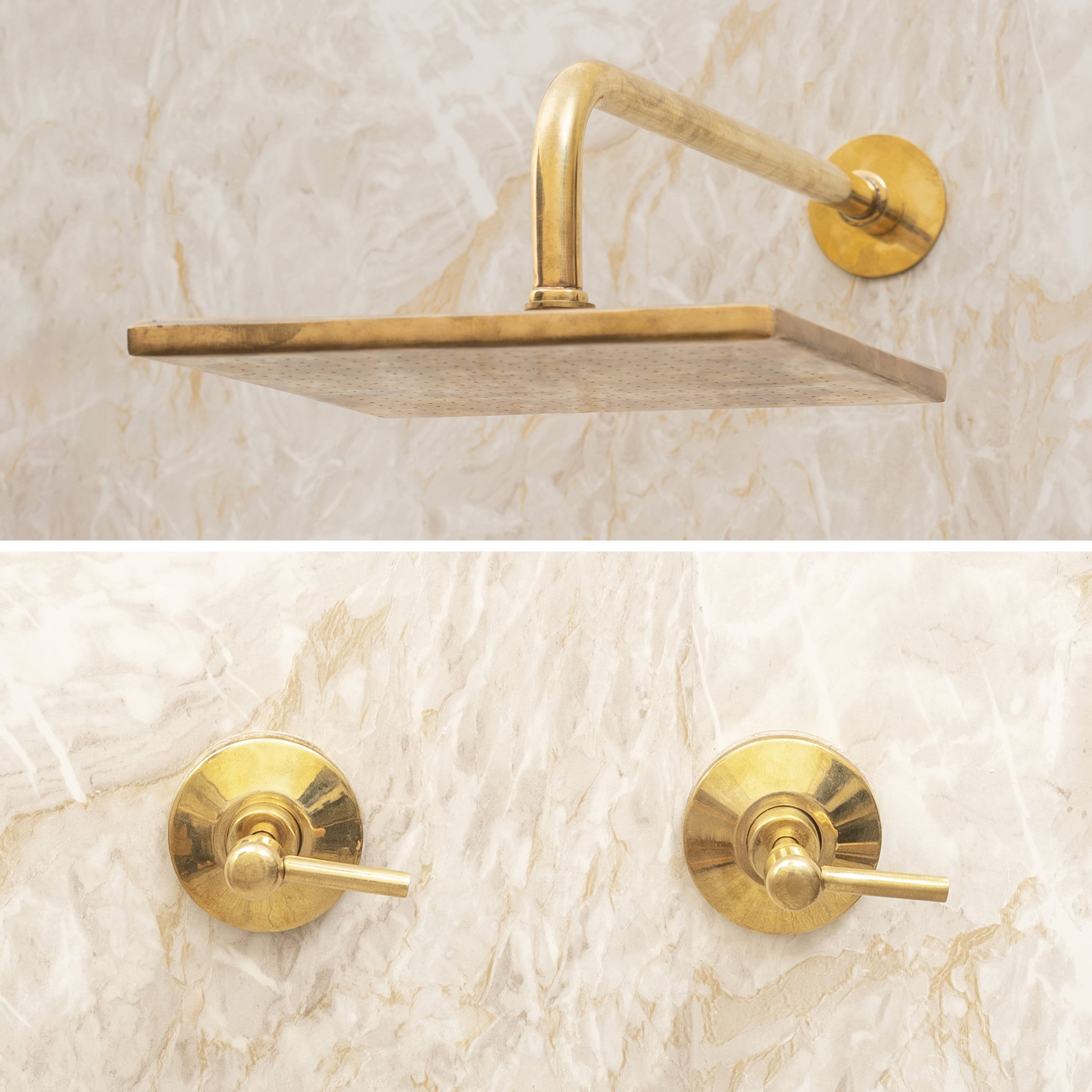 Unlacquered Brass Bathroom Shower Set With Shower Arm Extension