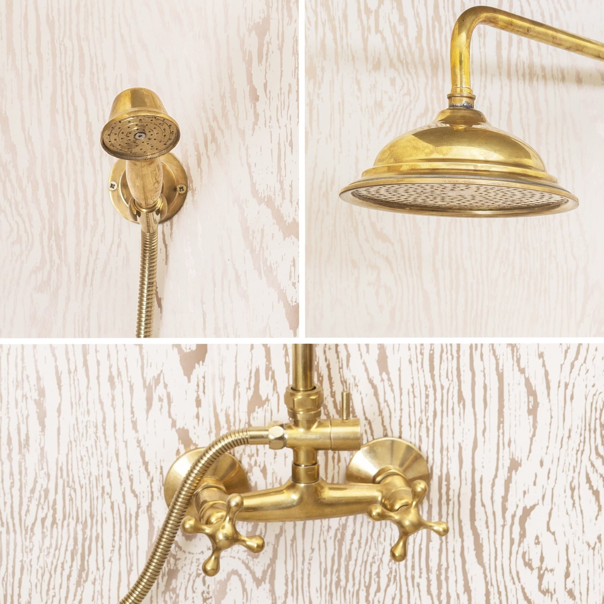 Unlacquered Brass Shower Set