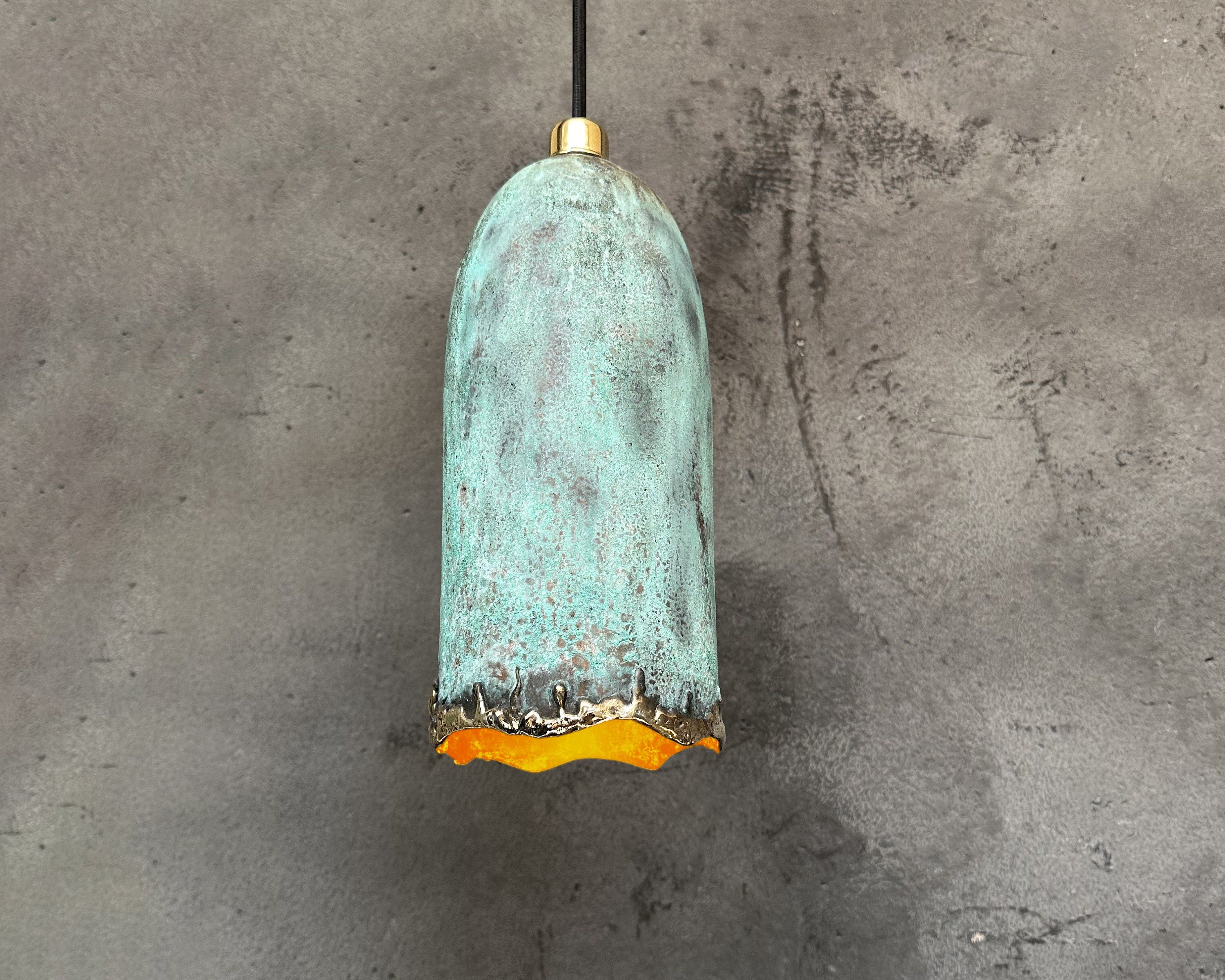 Green Patina Farmhouse Light Fixture, Copper Island Kitchen Lighting