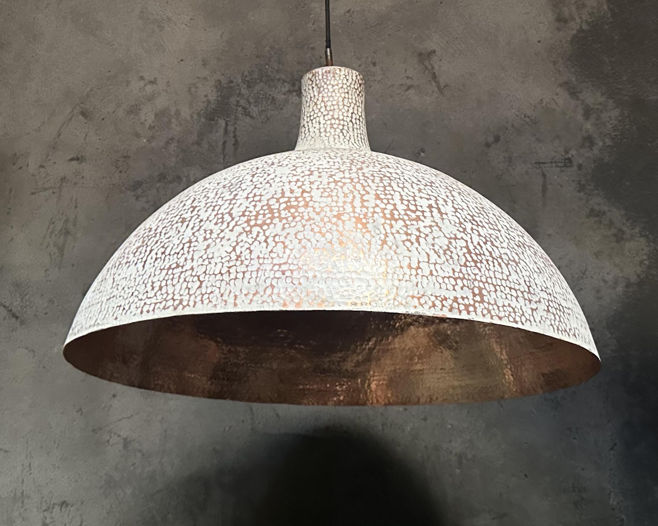 Copper Pendant Light - White Exterior Kitchen Island Lighting