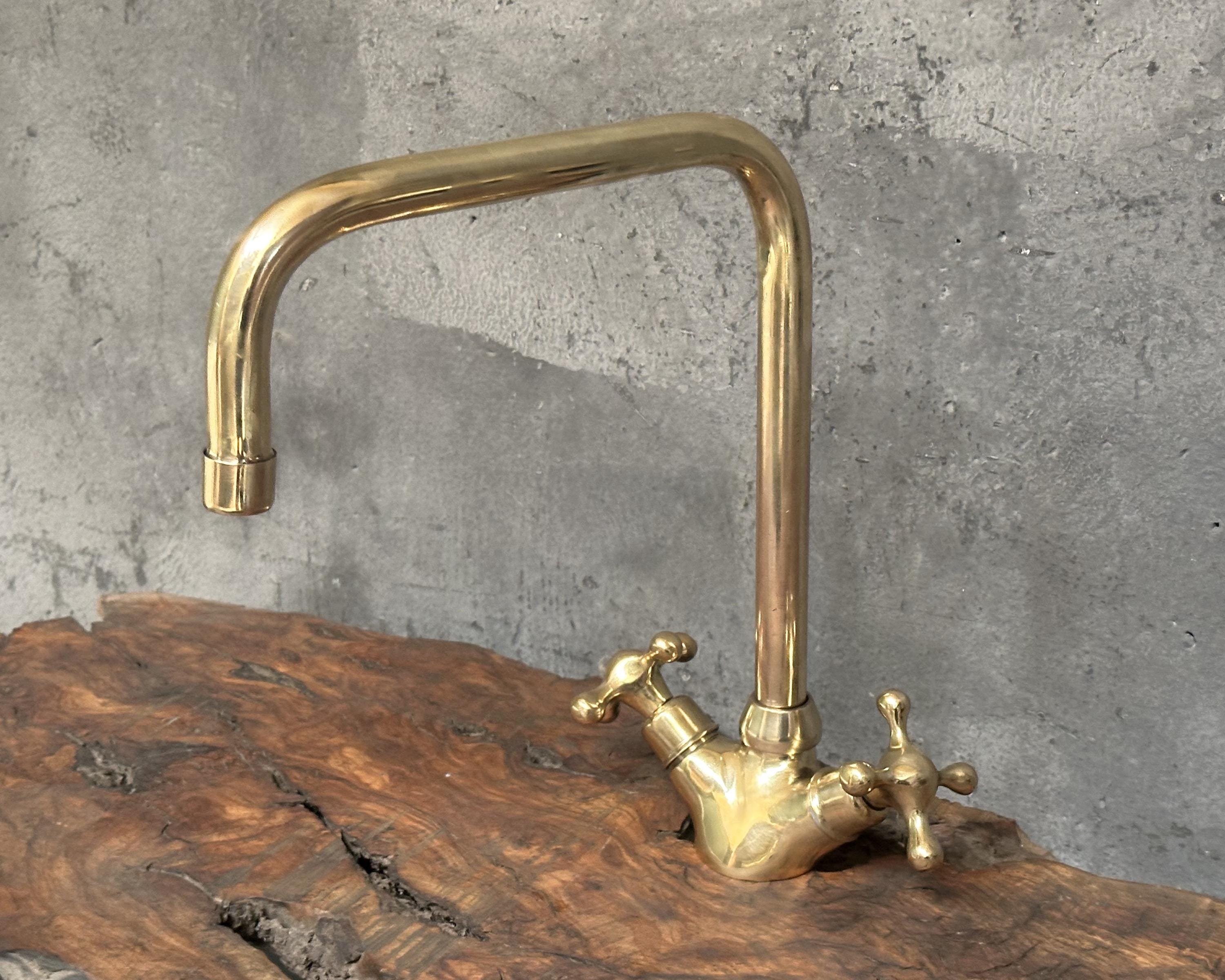 Unlacquered Brass Bathroom Faucet, Deck Mount Bathroom Faucet