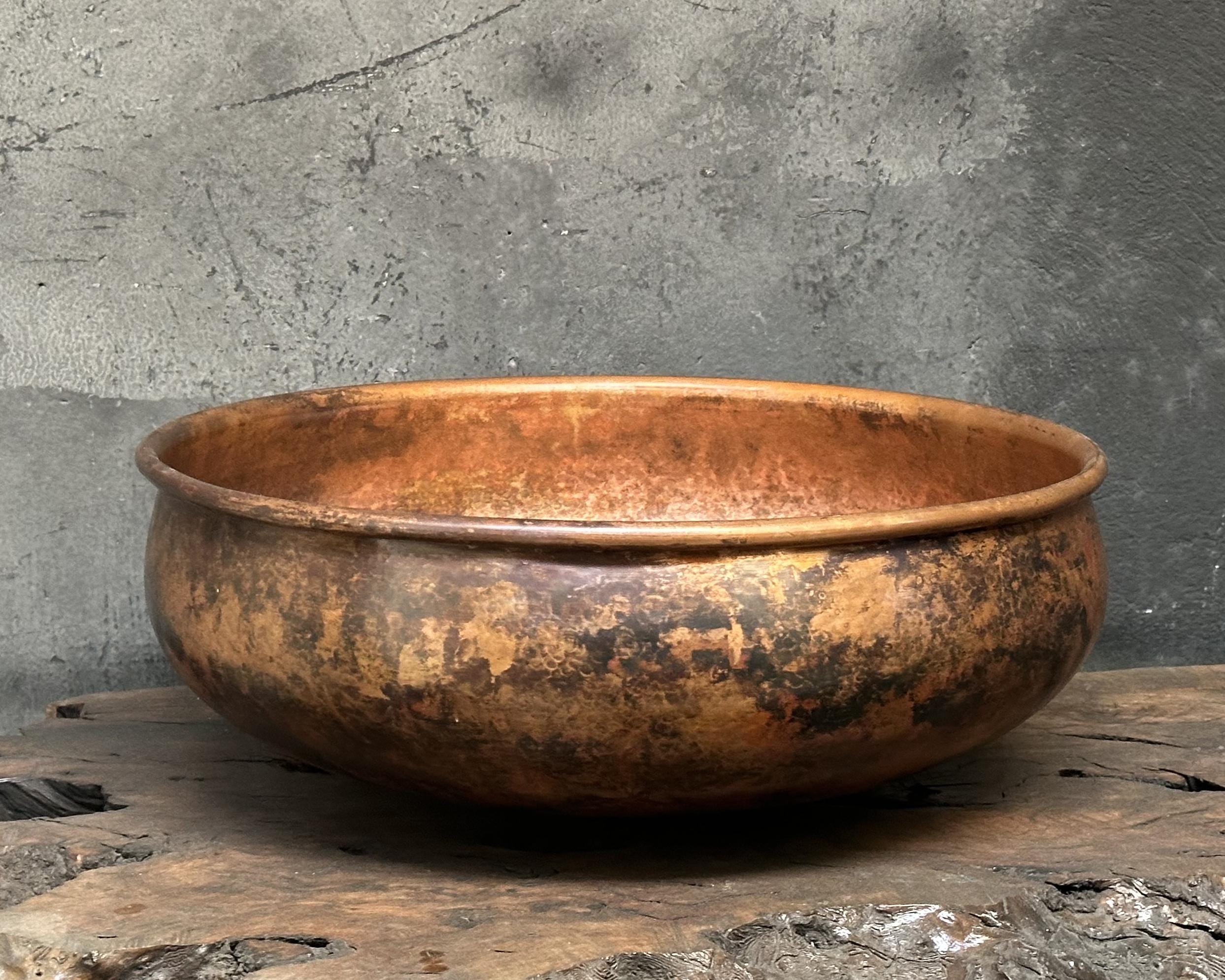 Copper Bathroom Sink, Dark Brown Copper Washbasin